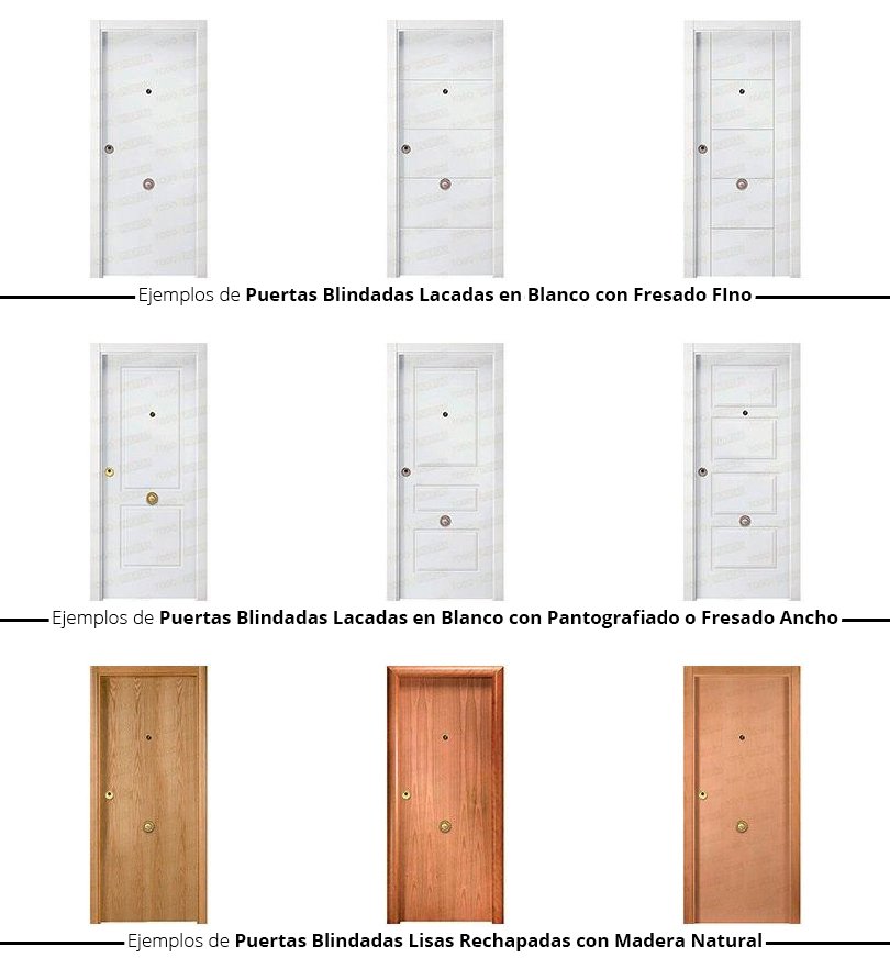 Ejemplos de acabados de Puertas Blindadas Ejemplos de acabados de Puertas Blindadas