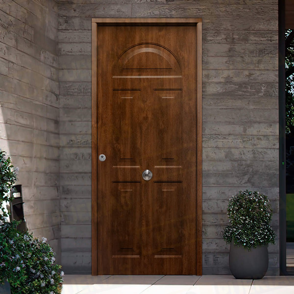 Puerta Galvanizada Coral / 1110 Saga 100 Roble Viejo (Cara Interior Lisa)