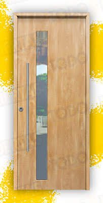 Puerta Galvanizada 1110-CRL / 1110 Saga 100 Cristal Roble (Cara Interior Lisa)