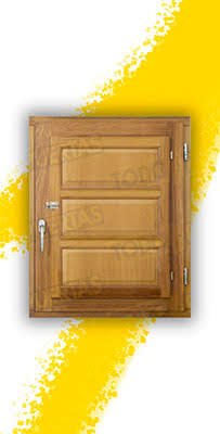 Ventana de Madera Natural de Iroko Mod. Huesca V1 3C Barniz