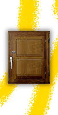 Ventana de Madera Natural de Iroko Mod. Huesca V1 2C Teñida